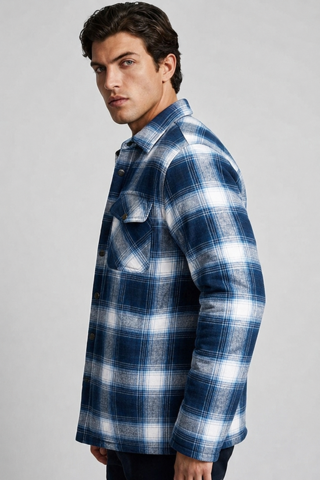 Checkered Flannel Overshirt With Chest Pockets Men