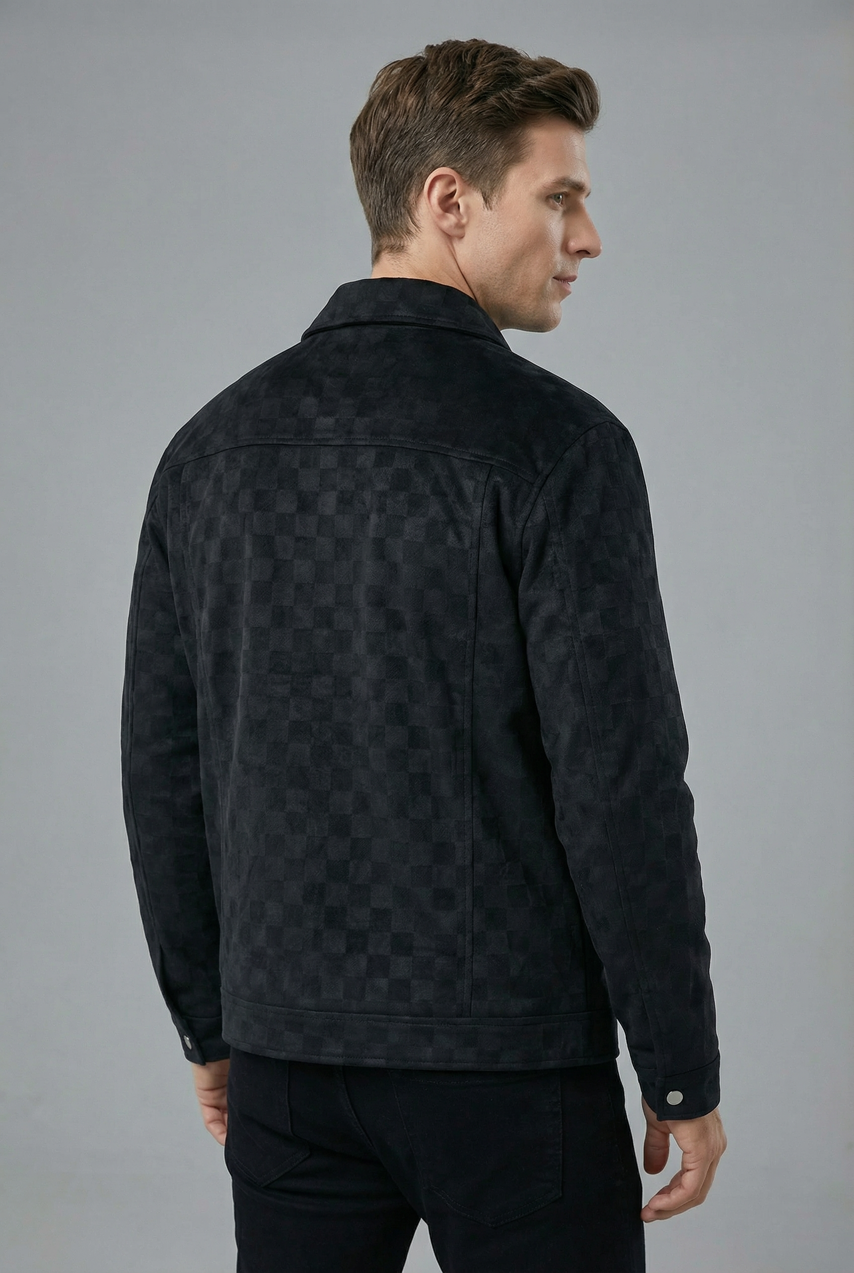 Men’s Tailored Suede Style Check Lightweight Casual Jacket