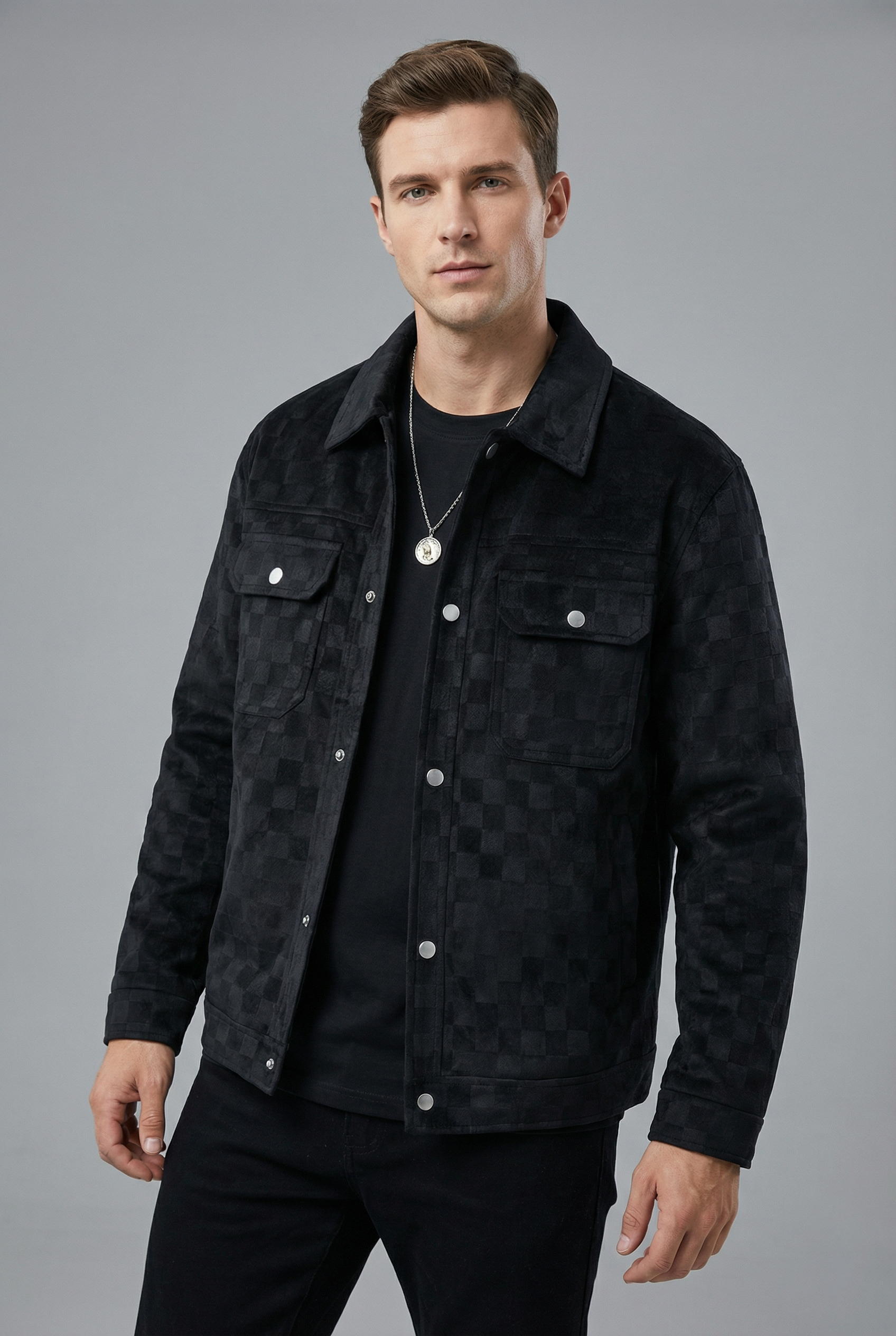 Men’s Tailored Suede Style Check Lightweight Casual Jacket