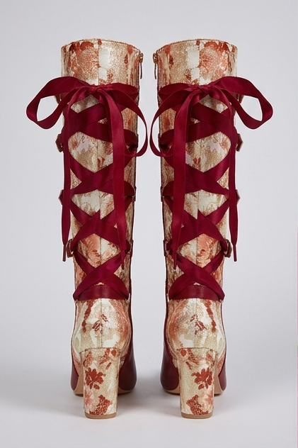 Chunky Heel Panelled Knee High Boots Women