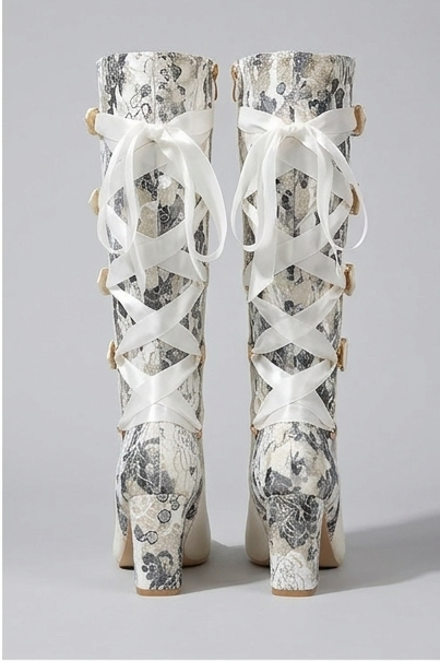 Chunky Heel Panelled Knee High Boots Women