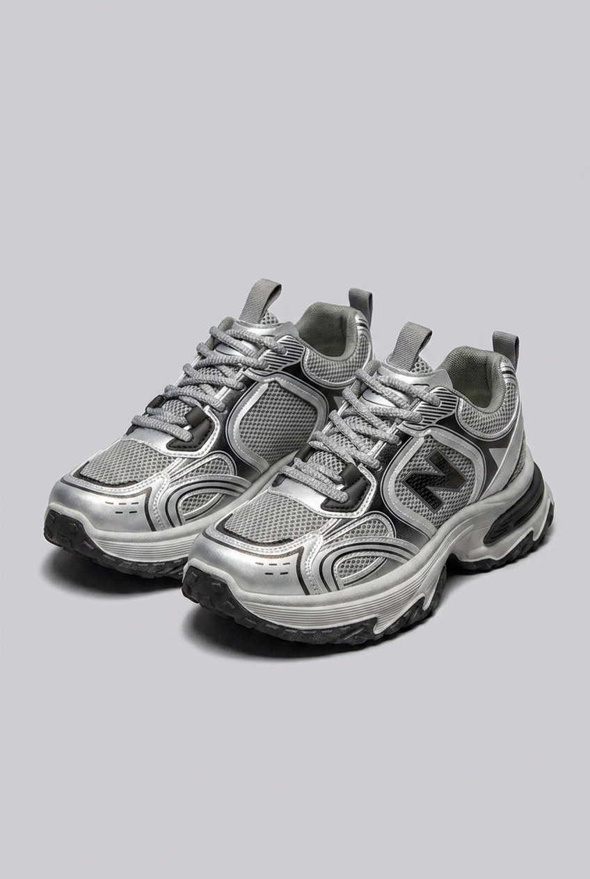 Chunky Sole Breathable Mesh Panel Trainers Men