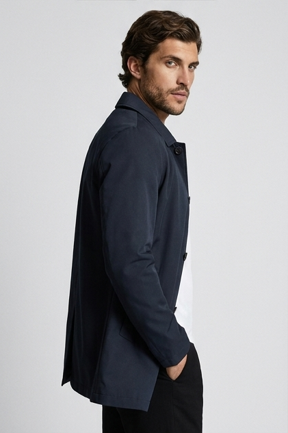 Classic Collared Button Jacket With Welt Pockets Men
