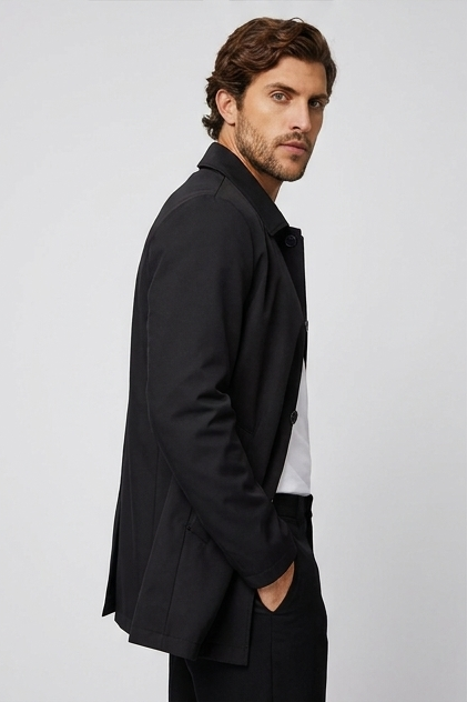 Classic Collared Button Jacket With Welt Pockets Men
