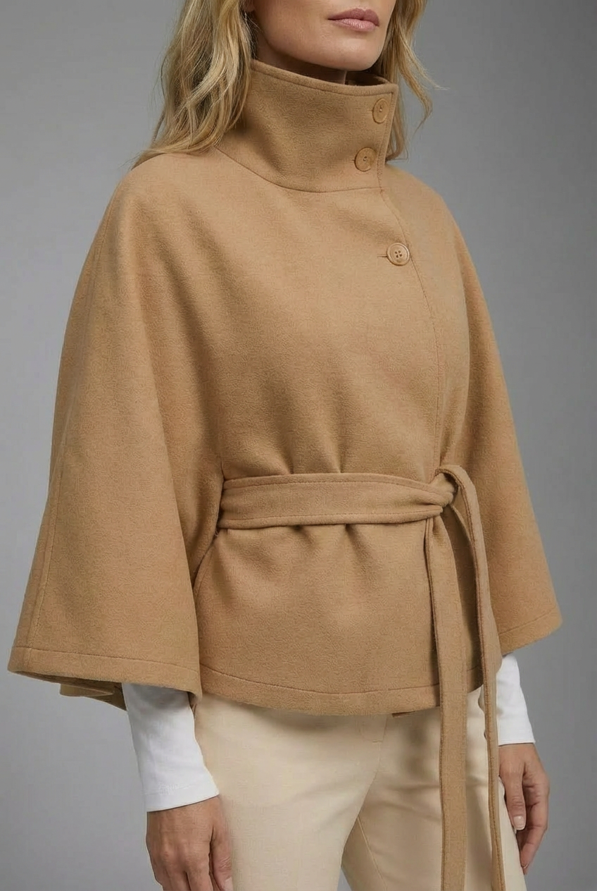 Women’s Contemporary High-Collar Cape Coat