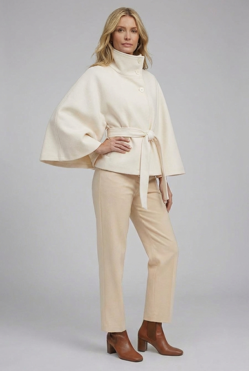 Women’s Contemporary High-Collar Cape Coat
