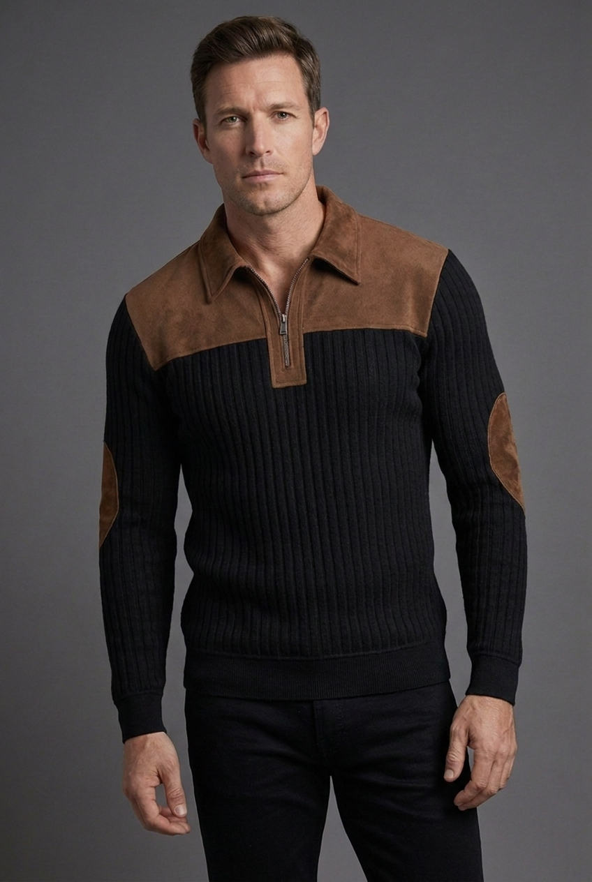 Casual Stand Collar Quarter Zip Jumper Men