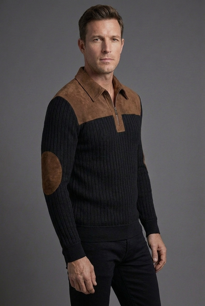 Casual Stand Collar Quarter Zip Jumper Men
