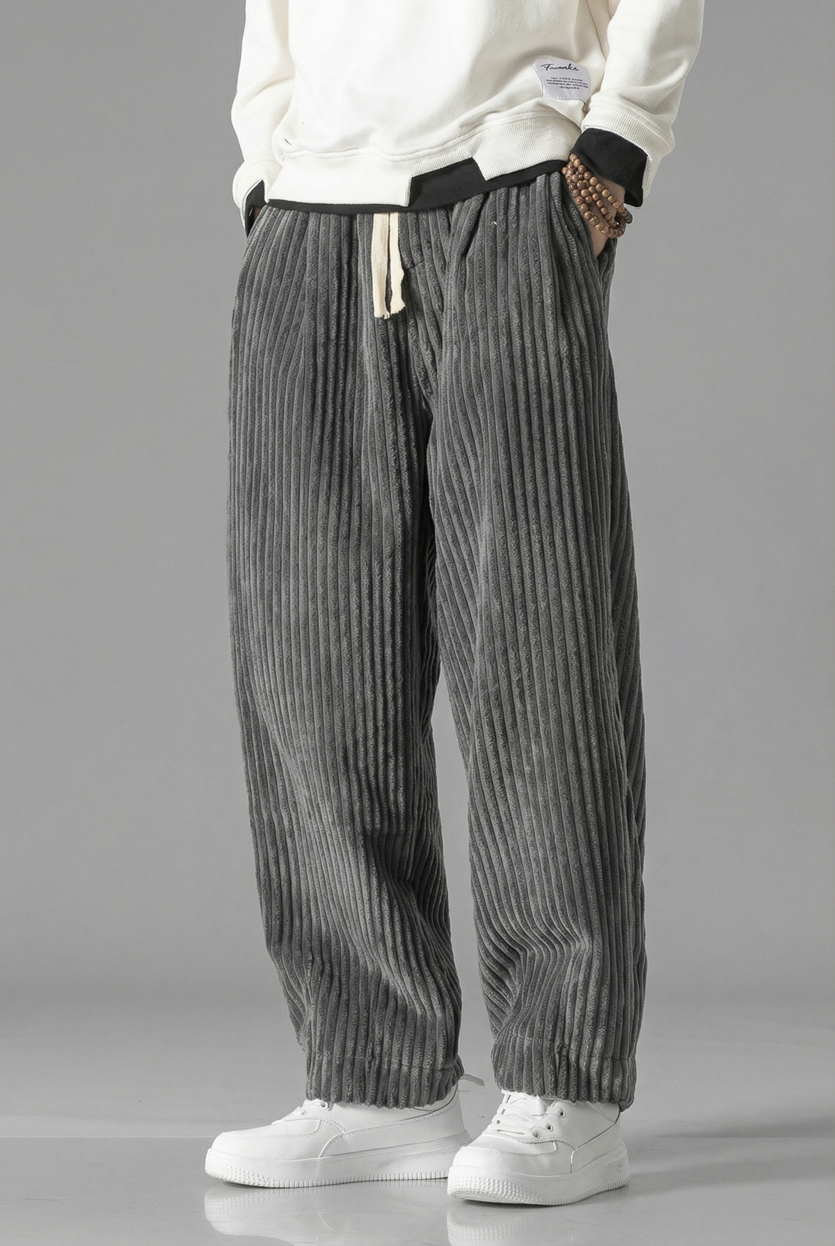 Men’s Corduroy Wide Leg Trousers – Casual Comfortable Oversized Fit