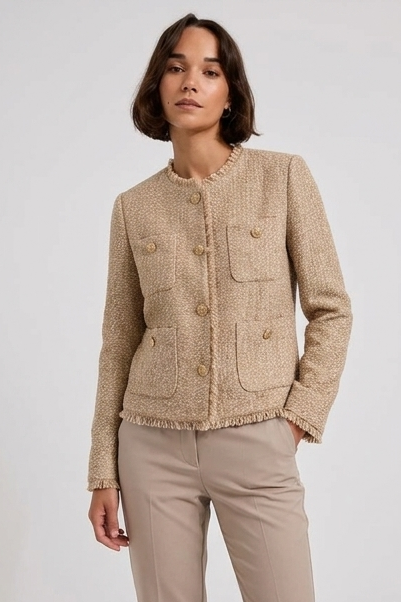 Structured Cropped Tailored Tweed Jacket Women