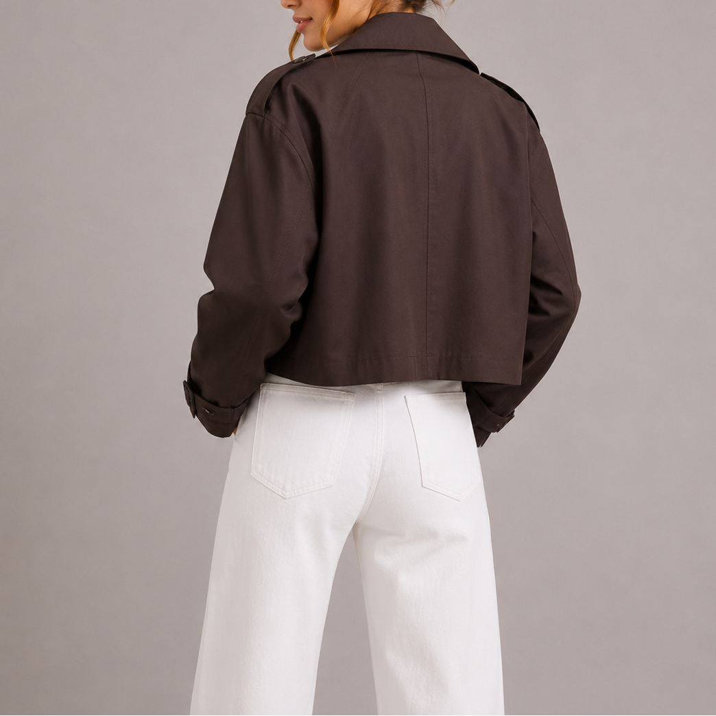 Cropped Longline Lapel Trench Coat Women