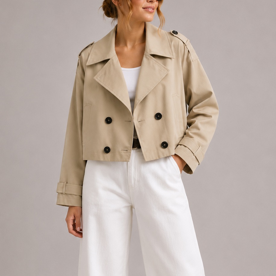 Cropped Longline Lapel Trench Coat Women
