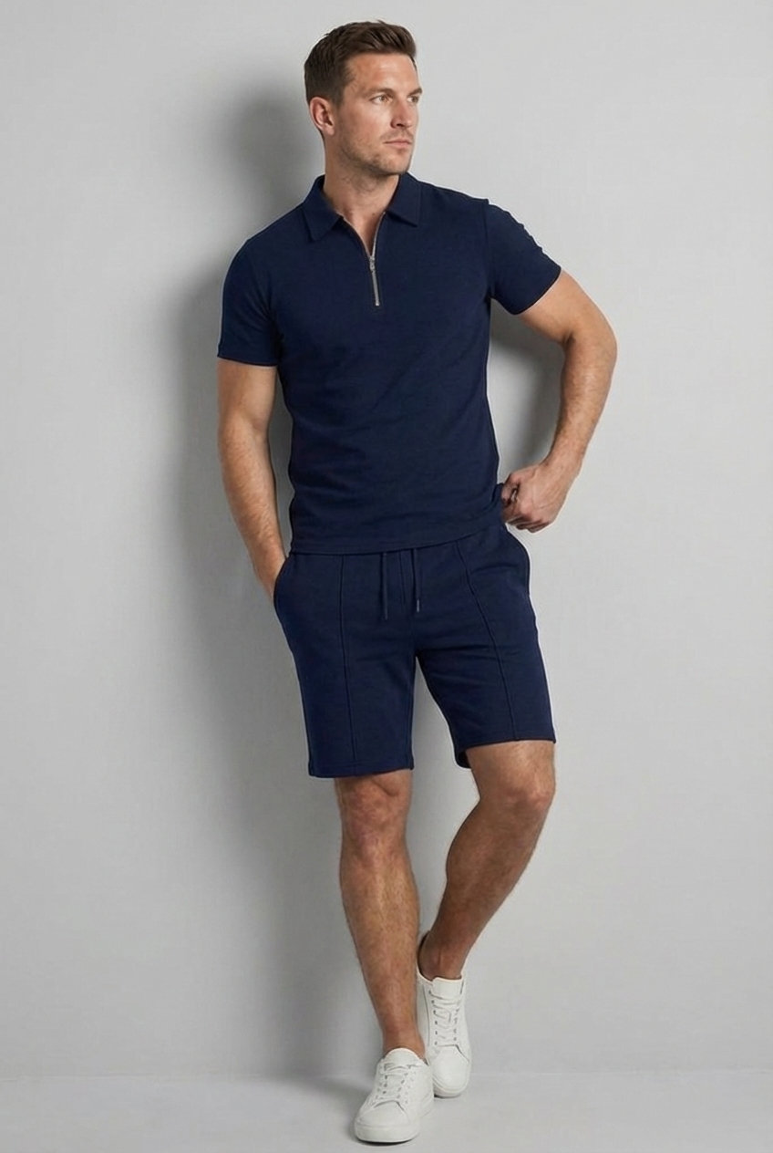 Smart Casual Polo Shorts Summer Co-Ord Set Men