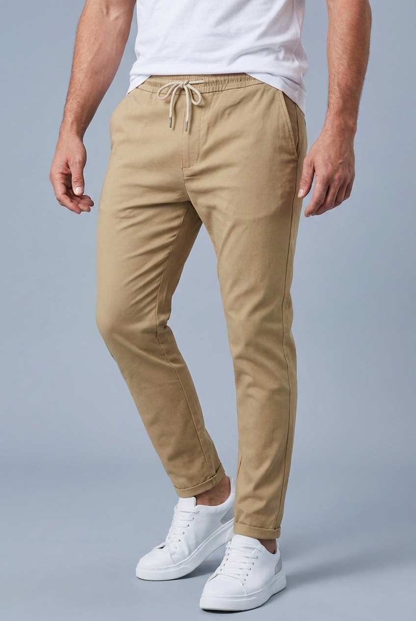 Straight Leg Drawstring Comfortable Casual Trousers Men