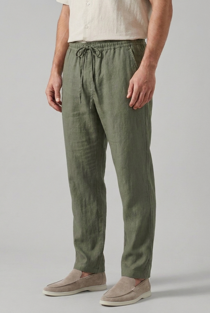 Comfortable Drawstring Straight Leg Trousers Men