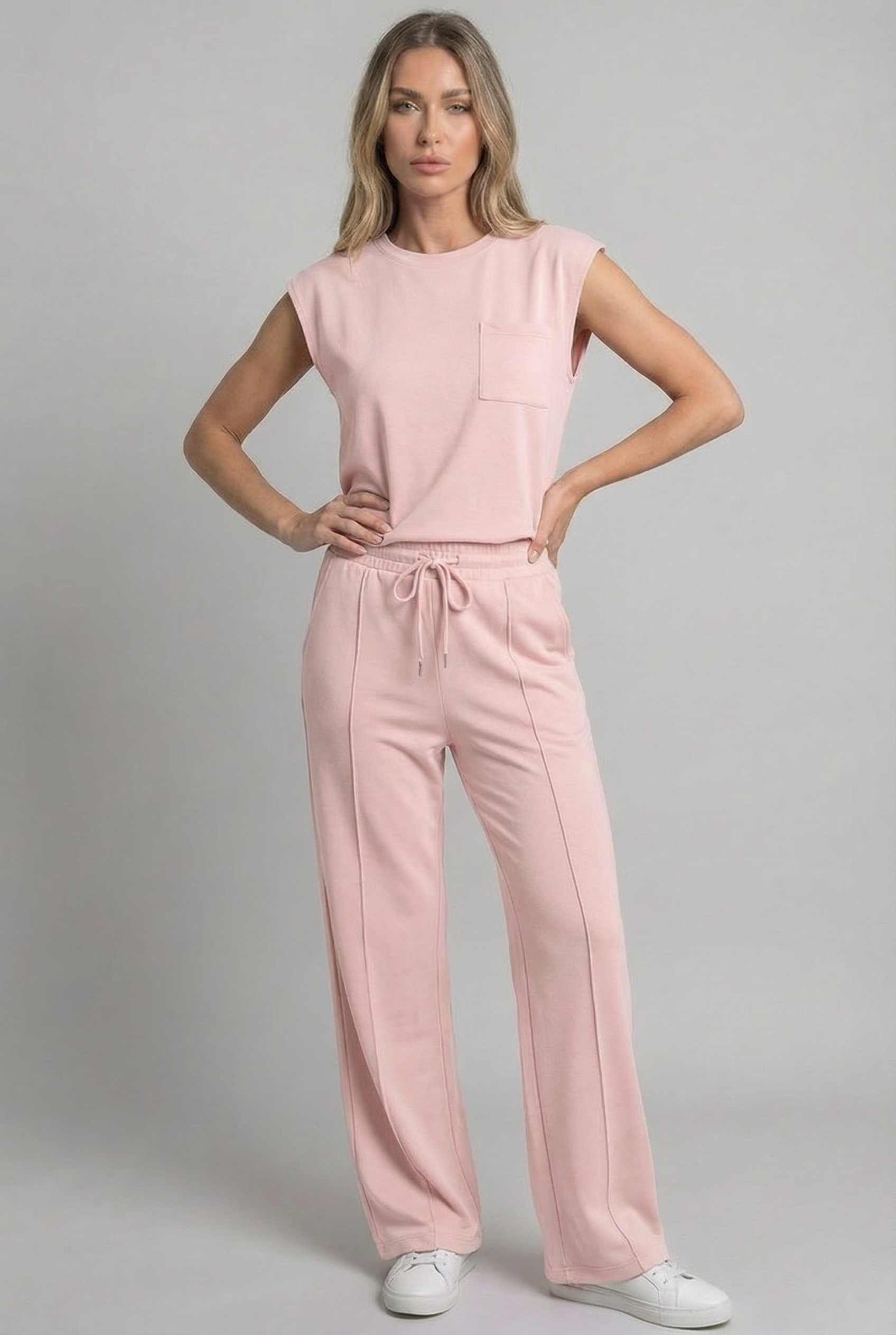 Wide Leg Drawstring Co-Ord Set Women