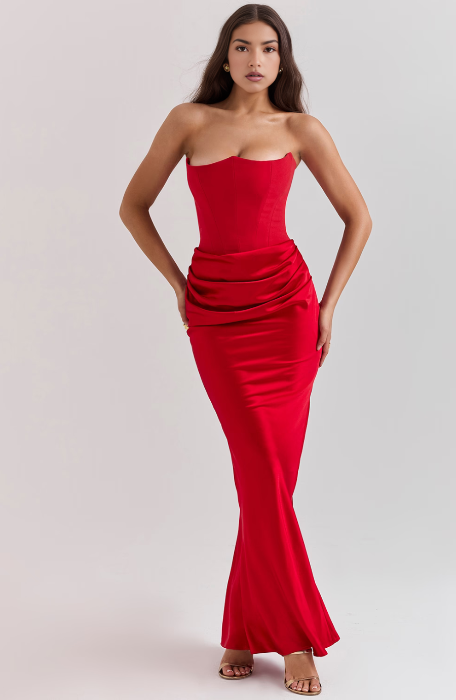 Strapless Corset Satin Style Wedding Guest Dress