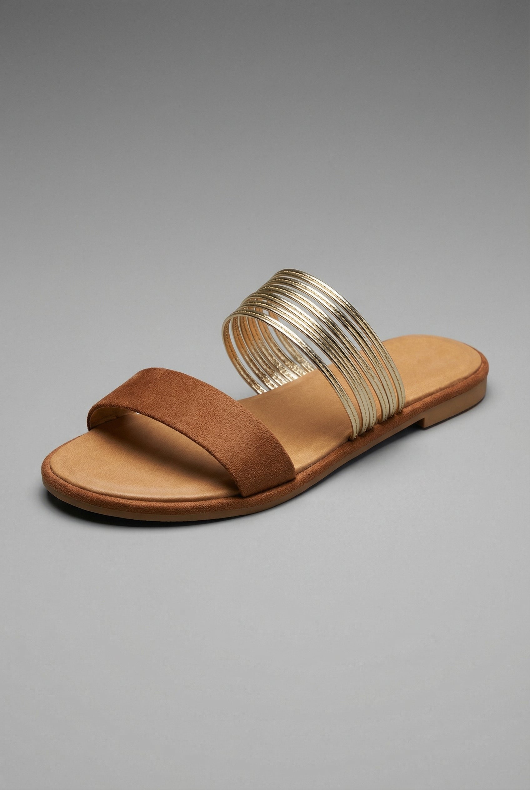 Multi Strap Comfortable Slip On Flat Slide Sandals Women