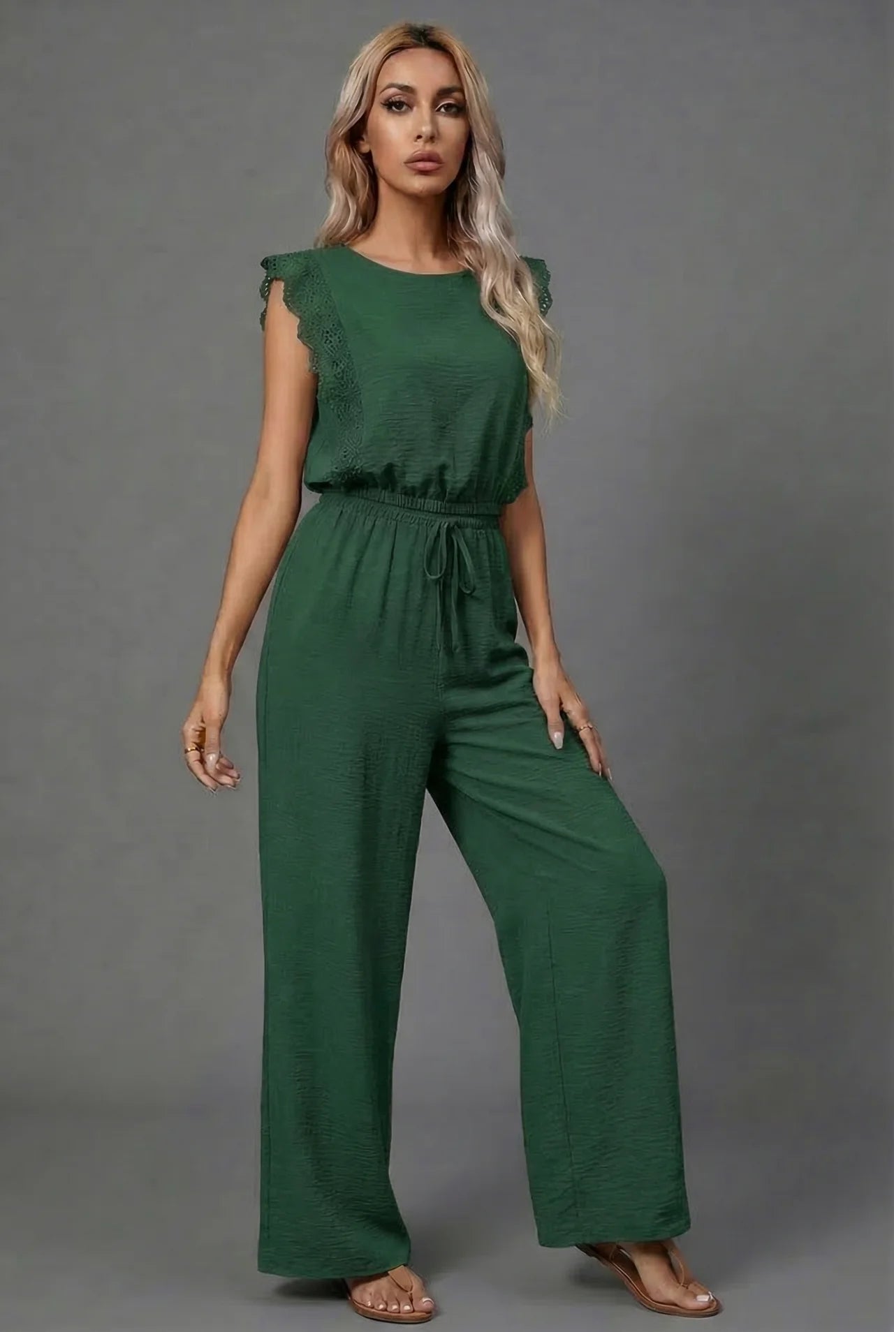Summer Co-Ord Set Wide Leg Ruffle Sleeve
