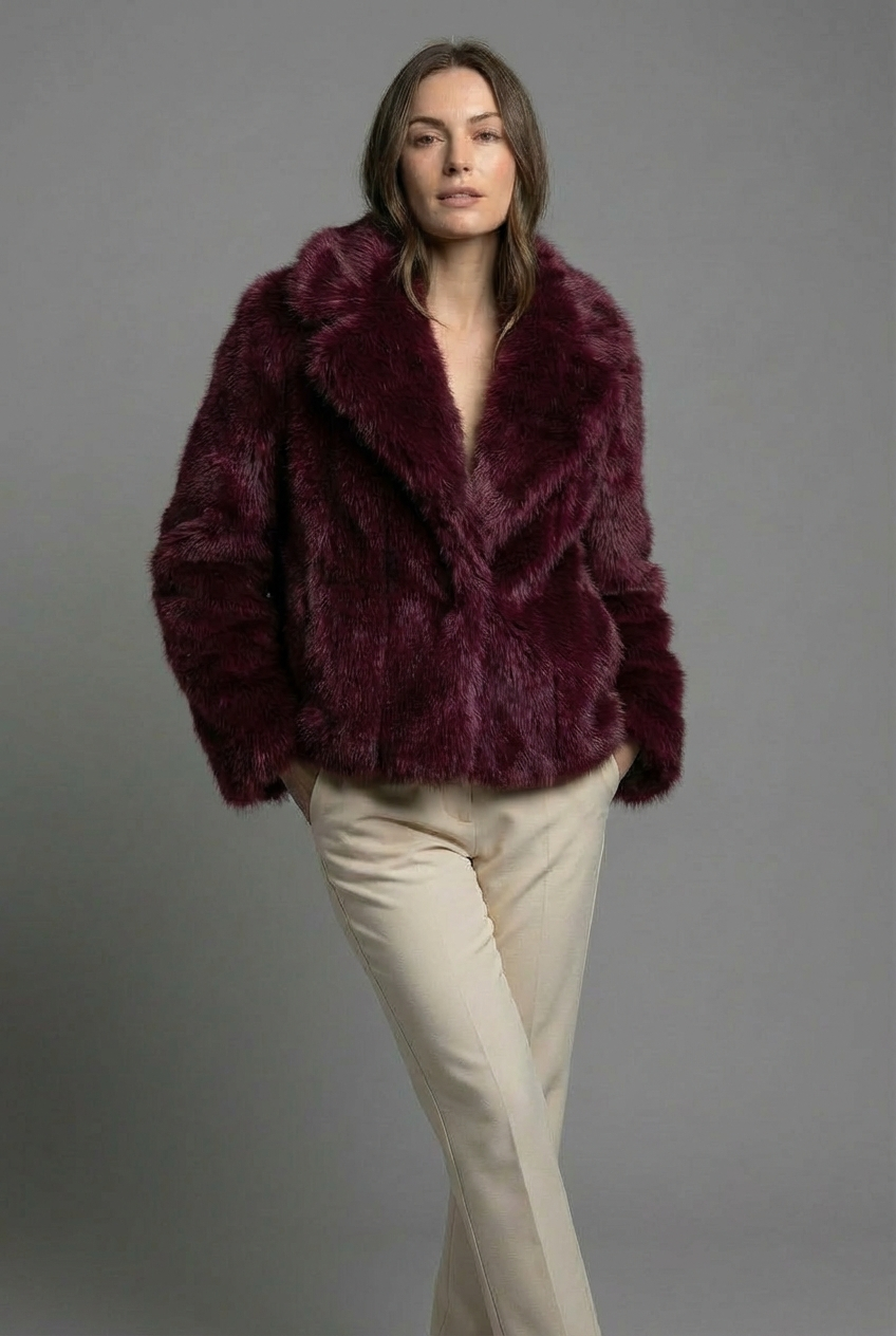 Women’s Faux Fur Style Short Warm Winter Coat