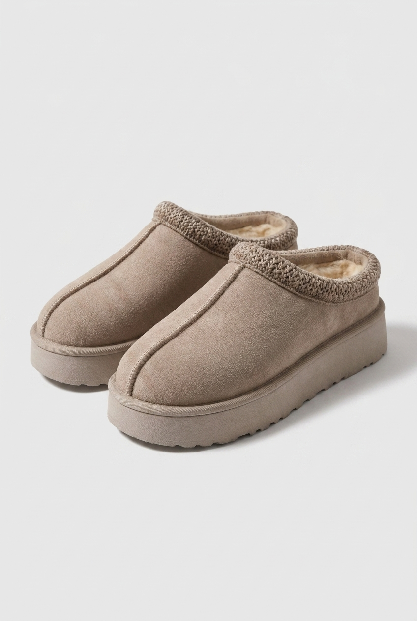 Faux Fur Lined Slip-On House Slippers Women