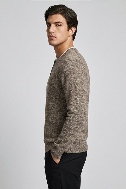 Faux Two-Piece Crew Neck Knit Jumper Men