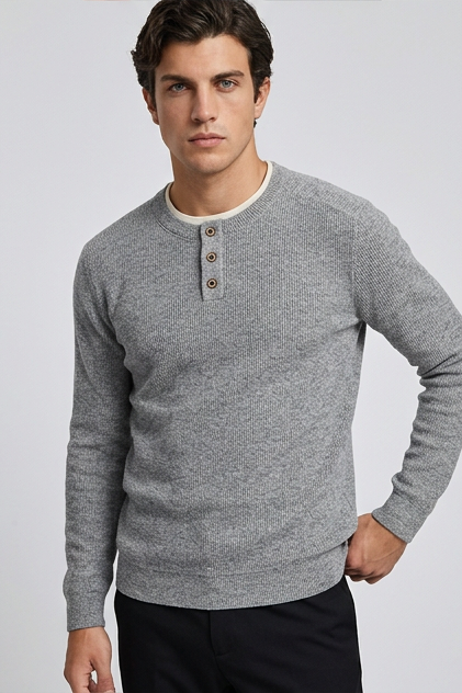 Faux Two-Piece Crew Neck Knit Jumper Men