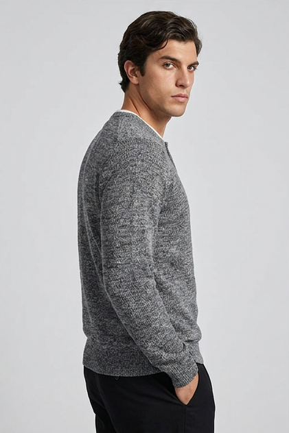 Faux Two-Piece Crew Neck Knit Jumper Men