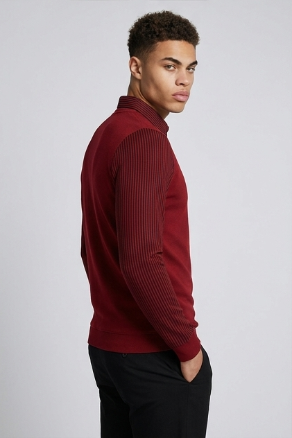Contrast Sleeve V-Neck Knit Jumper Men