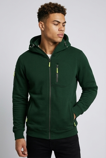 Zip Up Hooded Fleece Comfortable Fit Men