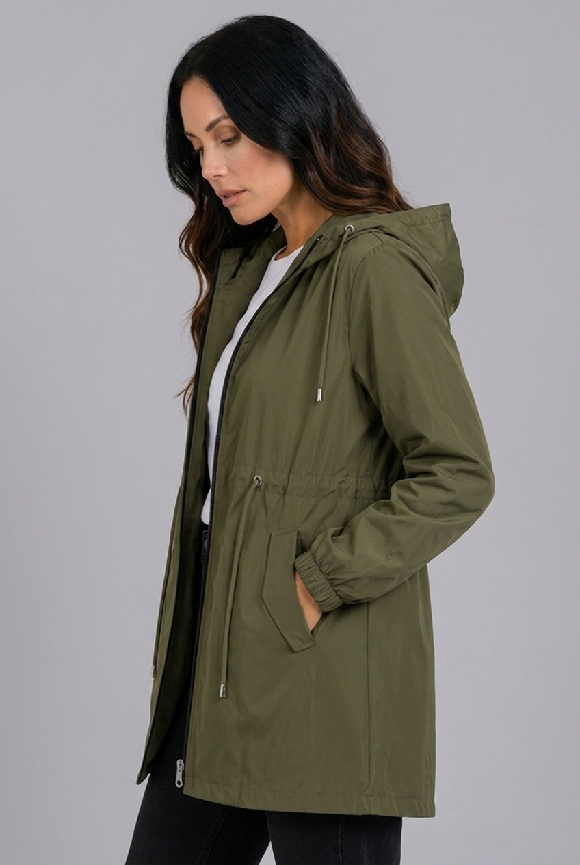 Lightweight Waterproof Hooded Rain Coat Zip Women