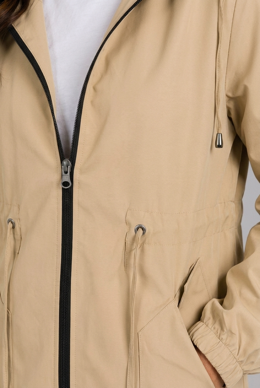 Lightweight Waterproof Hooded Rain Coat Zip Women