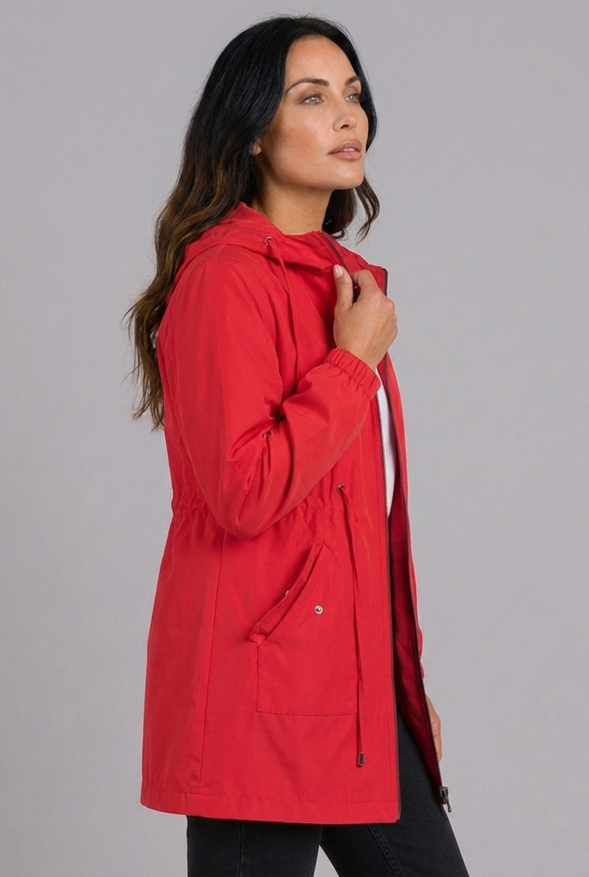 Lightweight Waterproof Hooded Rain Coat Zip Women