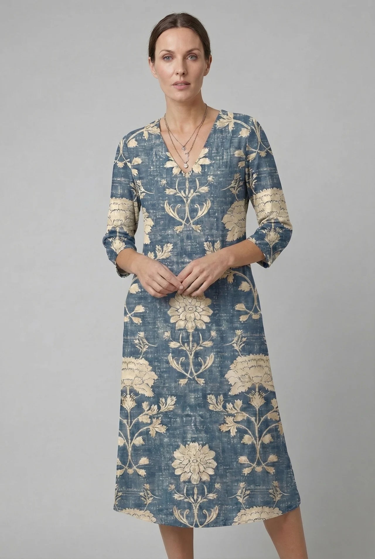 Short Sleeve Floral Midi Summer Dress