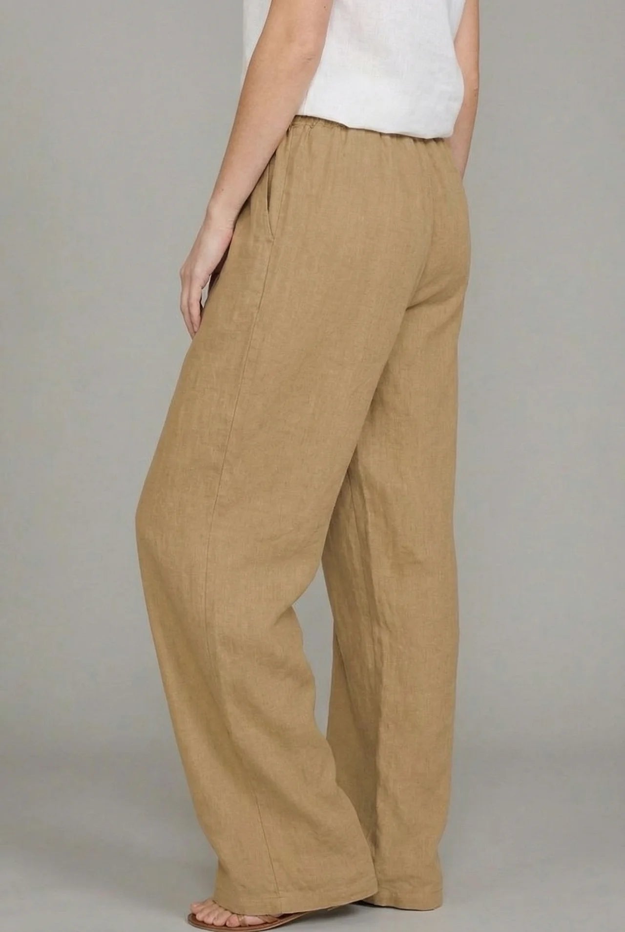 Women's Linen Style Wide Leg Drawstring Summer Trousers