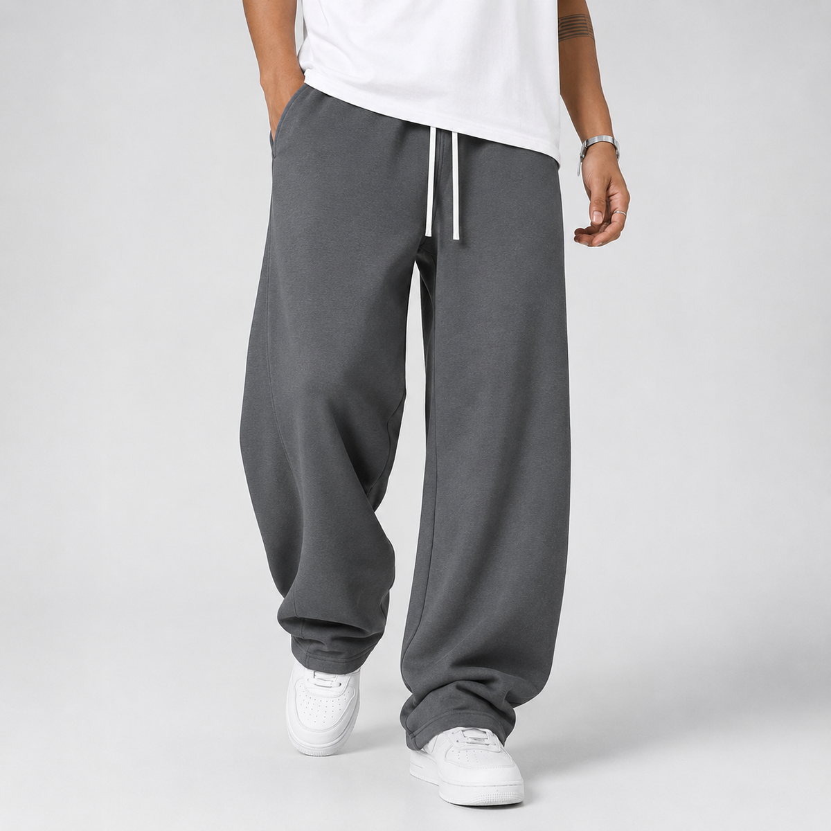 Baggy Drawstring Waist Jogger Trousers Men