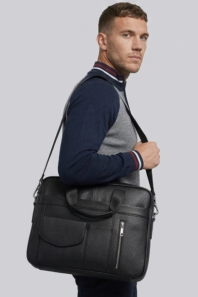 Leather Structured Laptop Briefcase Bag Men