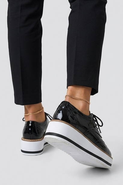 Leather Brogue Platform Heels With Chunky Sole