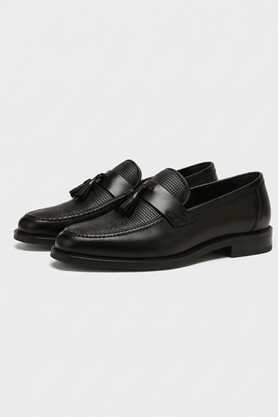 Leather Style Woven Tassel Loafer Shoes Men