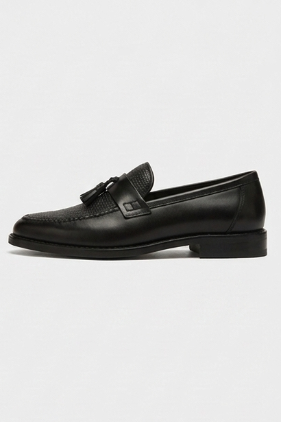Leather Style Woven Tassel Loafer Shoes Men