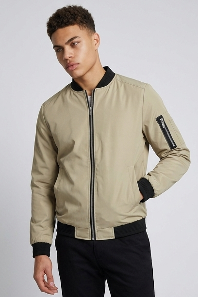 Lightweight Ribbed Cuff Casual Bomber Jacket Men