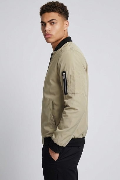 Lightweight Ribbed Cuff Casual Bomber Jacket Men