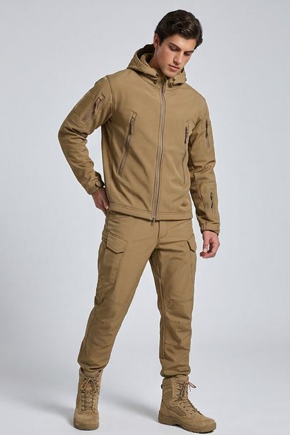 Fleece Lined Hooded Jacket Trousers Set Men