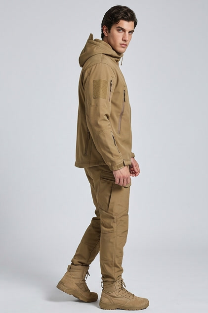 Fleece Lined Hooded Jacket Trousers Set Men