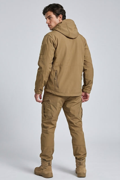 Fleece Lined Hooded Jacket Trousers Set Men