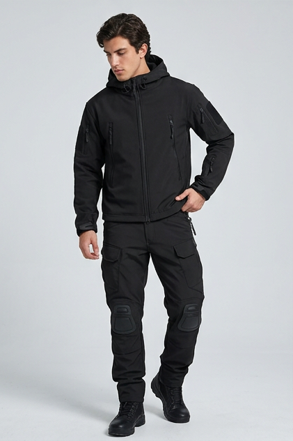 Fleece Lined Hooded Jacket Trousers Set Men