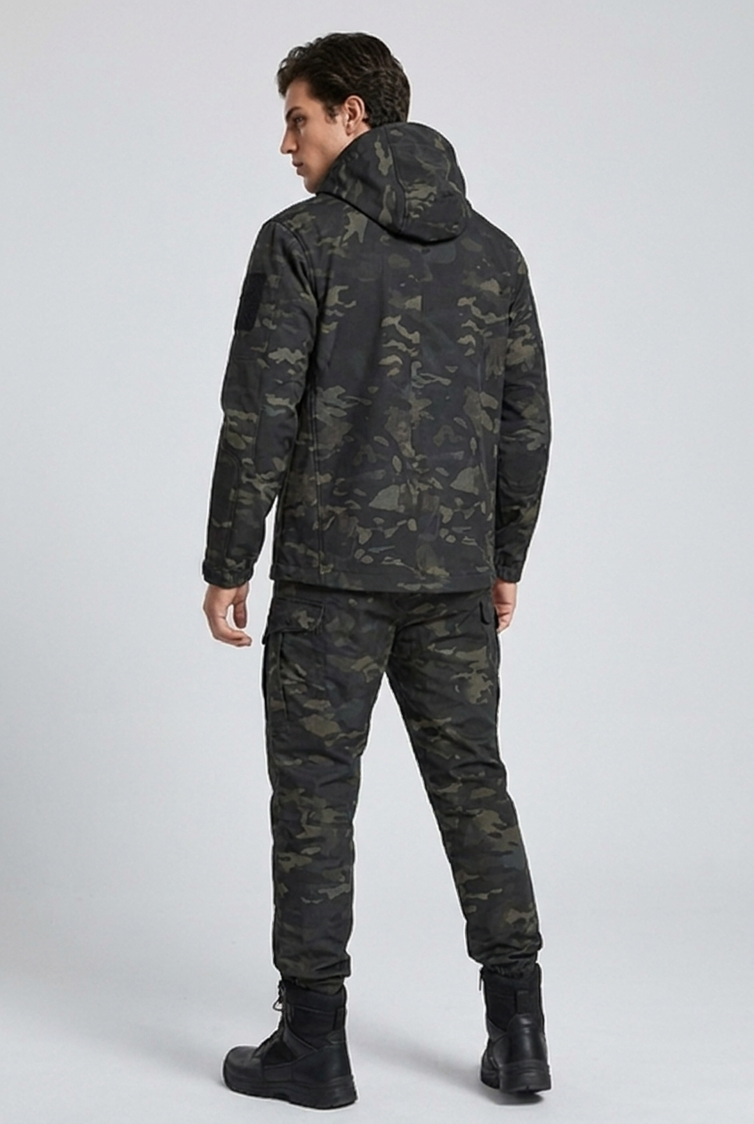 Fleece Lined Hooded Jacket Trousers Set Men