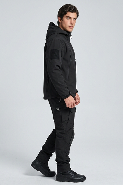 Fleece Lined Hooded Jacket Trousers Set Men
