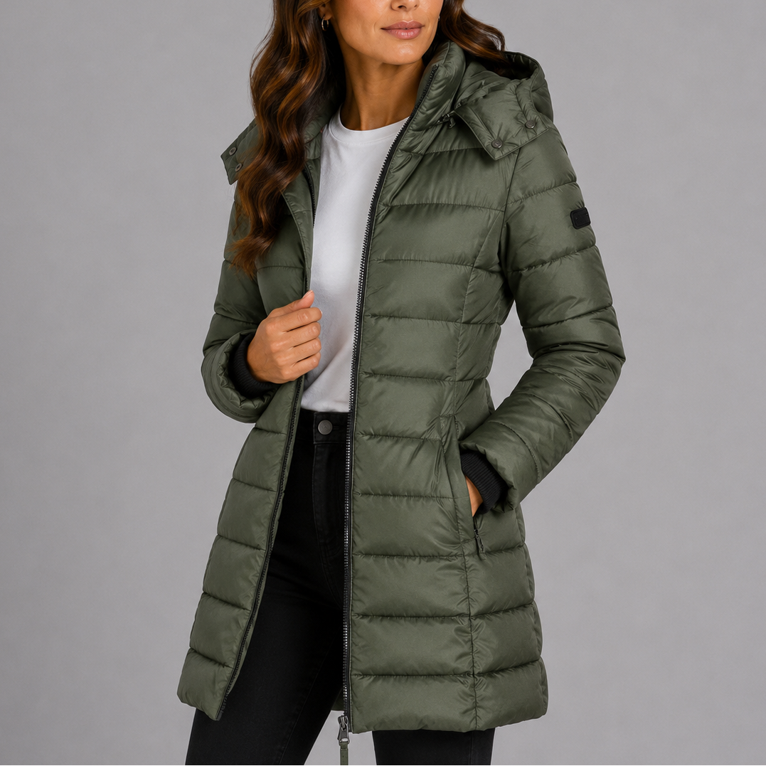 Long Hooded Quilted Puffer Jacket Women