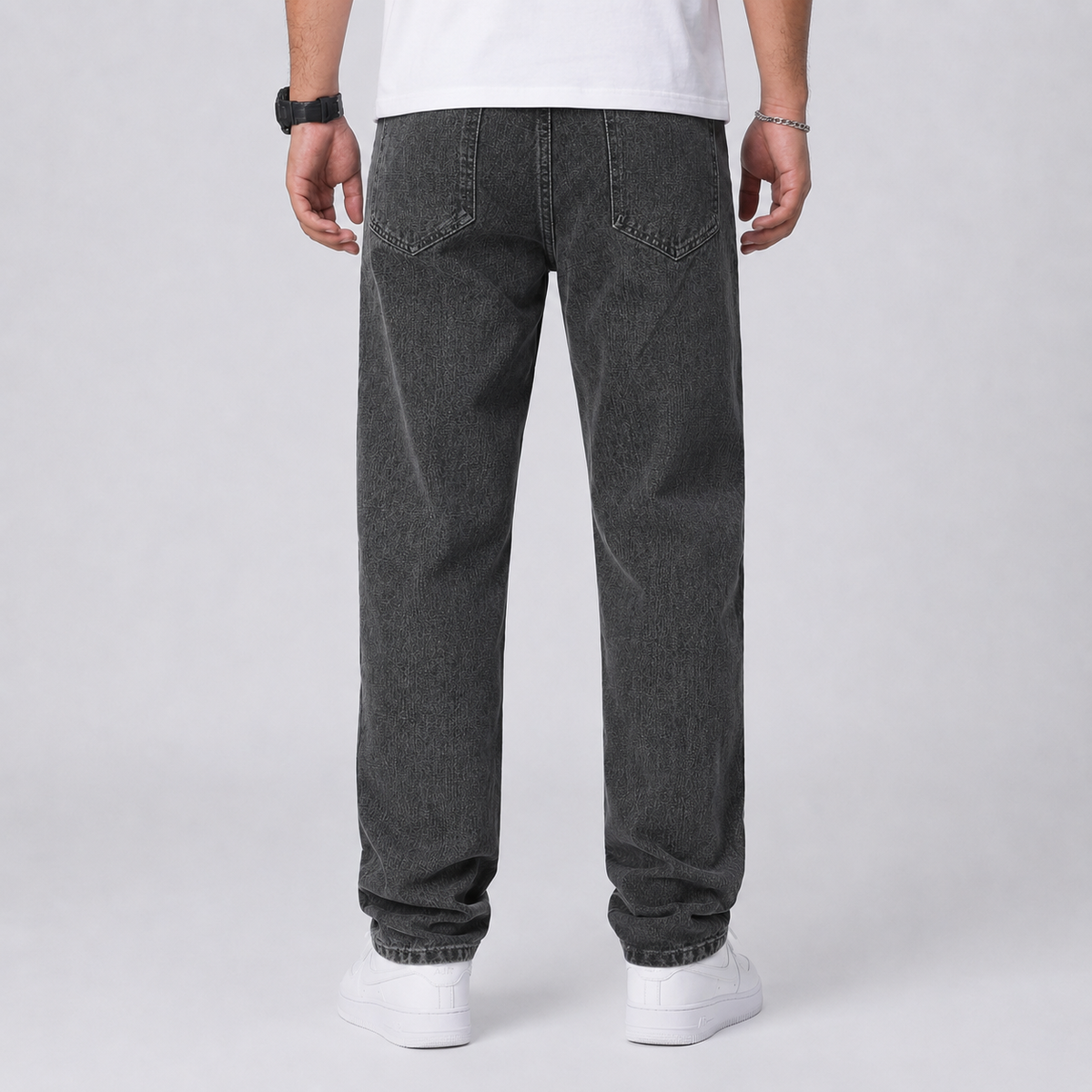 Loose Fit Wide Leg Straight Denim Jeans Men